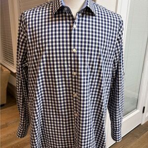 Tailorbyrd Blue and White Checkered Dress Shirt